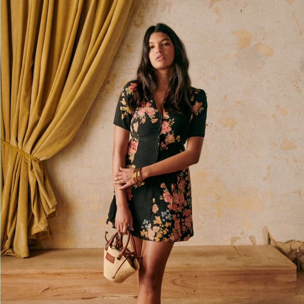Sezane Lily Silk Dress in Calvi